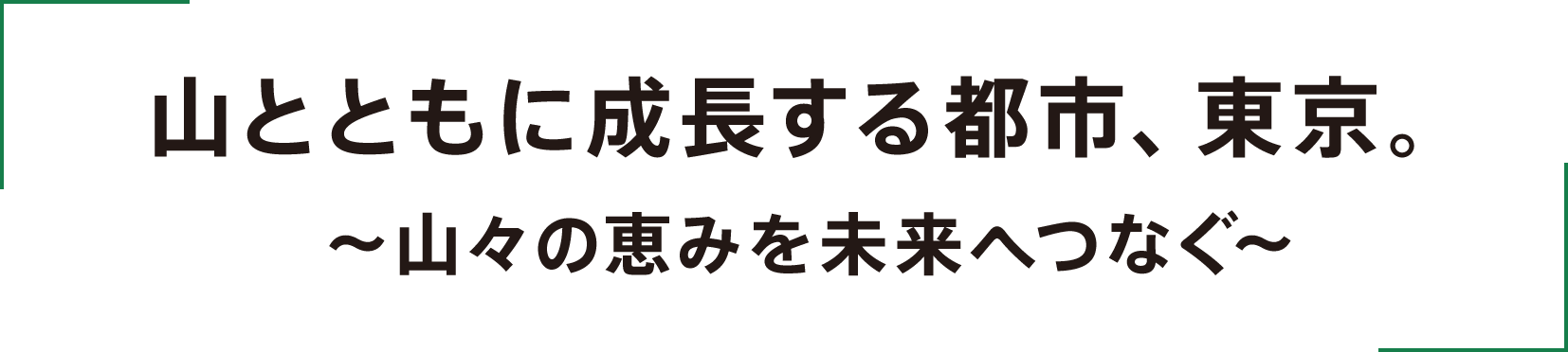 山とともに成長する都市、東京。～山々の恵みを未来へつなぐ～